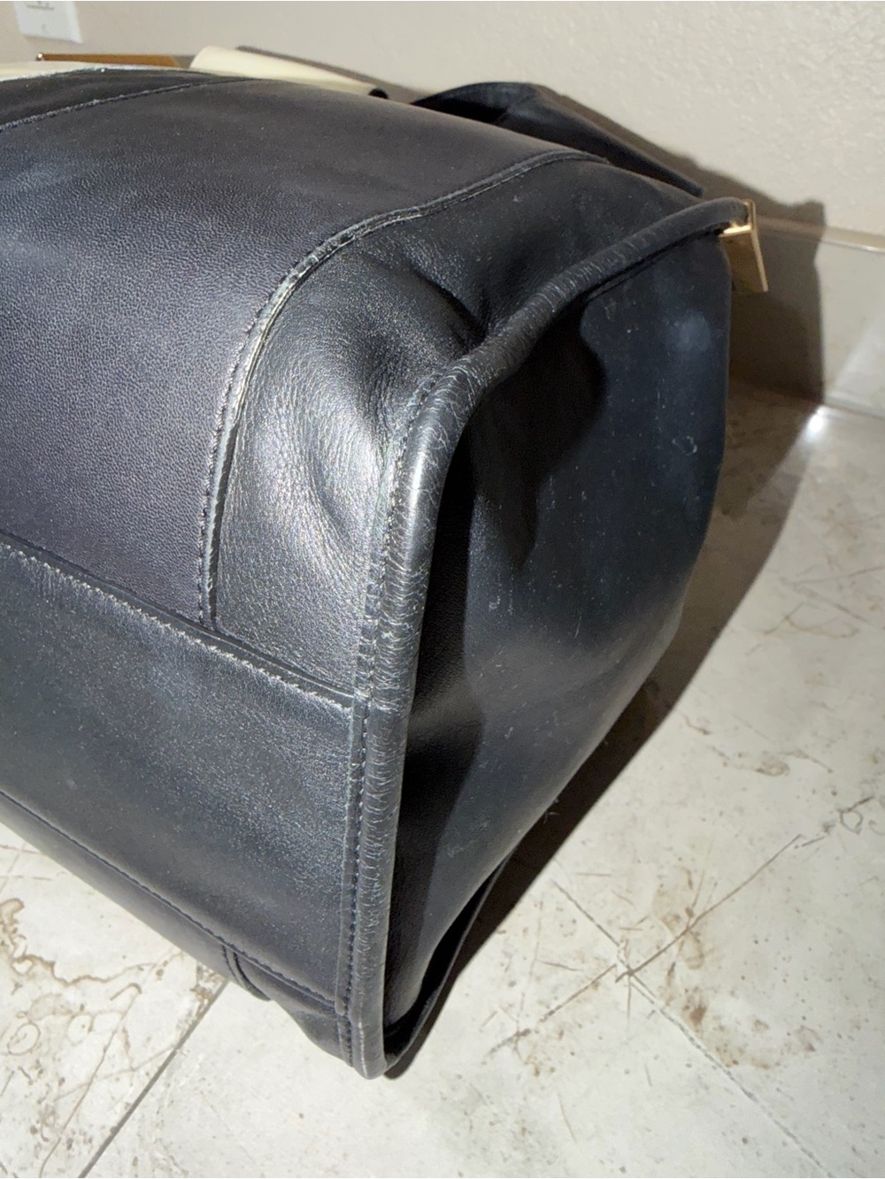 CHLOE Color Block Black and Cream Leather Tote - Picture 9 of 15